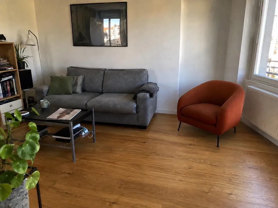 AI preview of an orange armchair in the living room